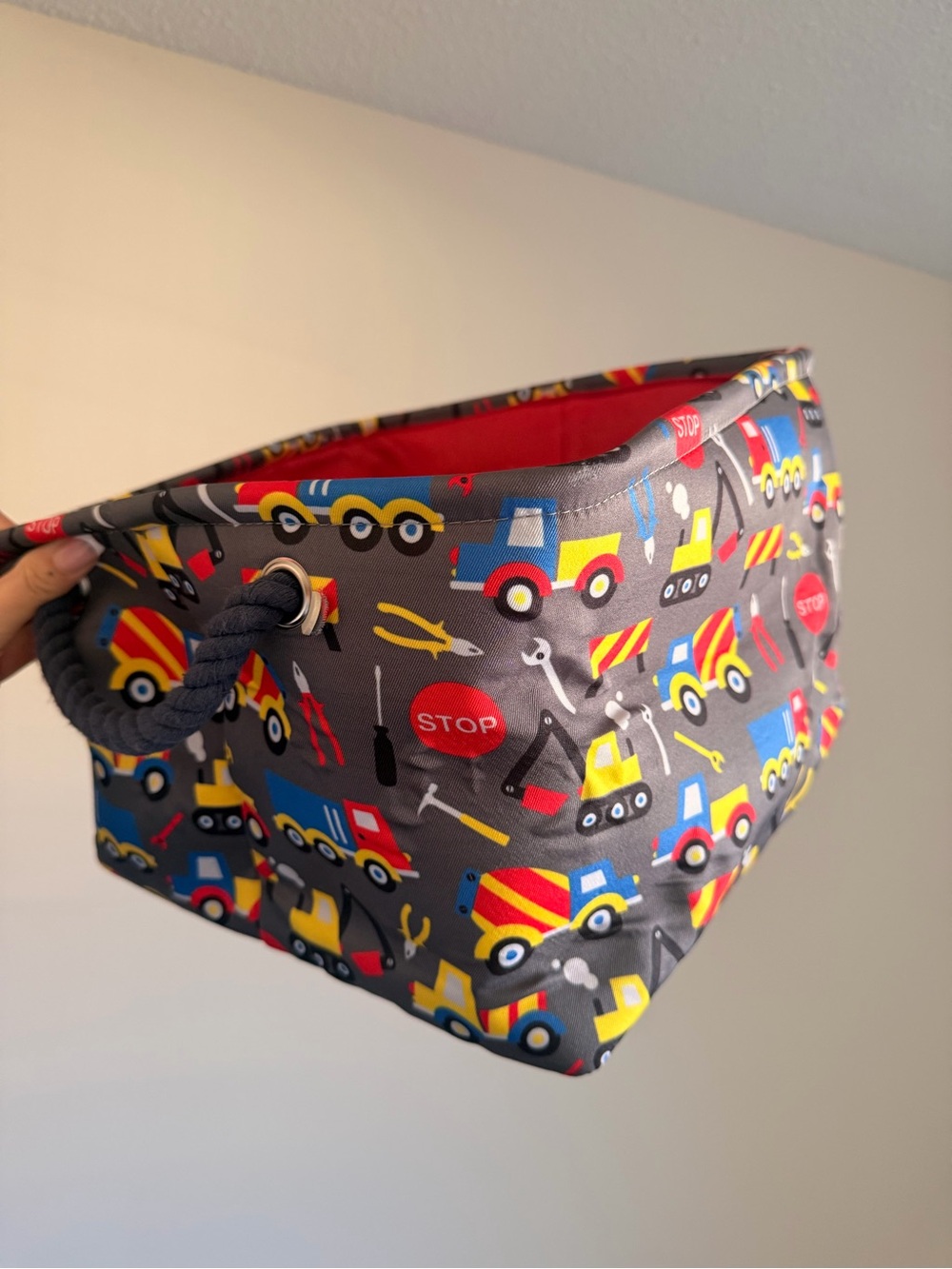 Toy Construction Pattern Fabric Storage Bin - Boys Room